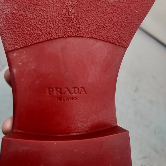 Prada Red Chocolate Brushed Leather Loafer - Picture 10 of 12